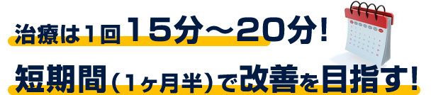 治療は1回15分〜20分！短期間（1ヶ月半）で改善を目指す！